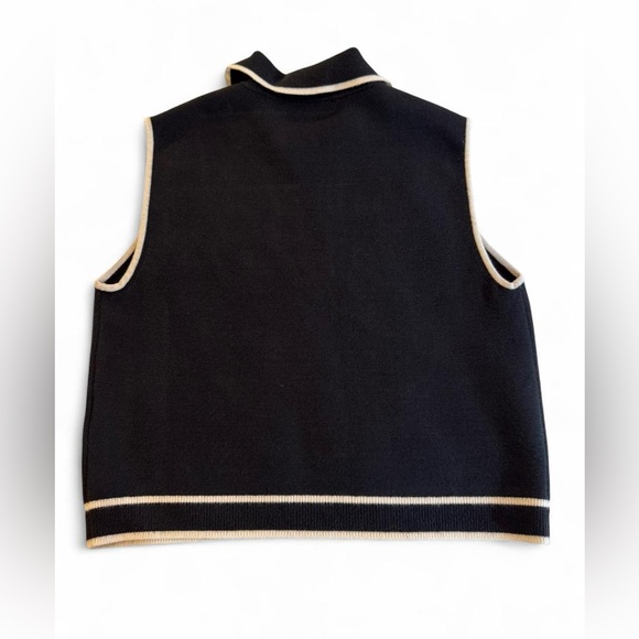 Abercrombie & Fitch Black Sleeveless Polo Sweater Vest S Crop - Picture 5 of 11